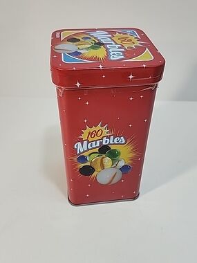 160 Marbles Tin - Red Collectible Marbles Set